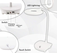 Rechargeable LED Desk Lamp One-touch On/Off Switch Student Study Reading Learning Dimmer / Brightener Rechargeable Led Table with Children Eye Protection Lamps (White)  